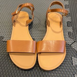 Brown Faux Leather Sandals